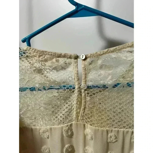 Entro Blouse Peasant Flowy Tunic Top Cream‎ Dot, Size Medium - Picture 6 of 7